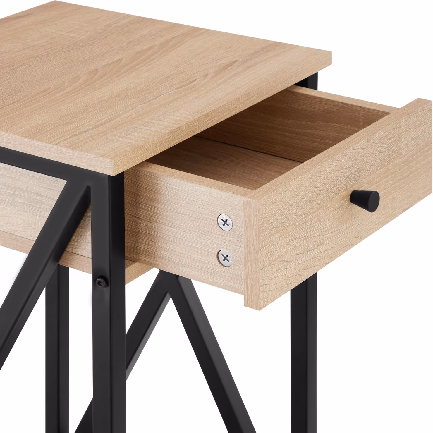Tavolino Dayton Tectake in stile industriale con finitura rovere e colori beige e marrone, L/P/H: 35 x 35 x 70,5 cm – 1