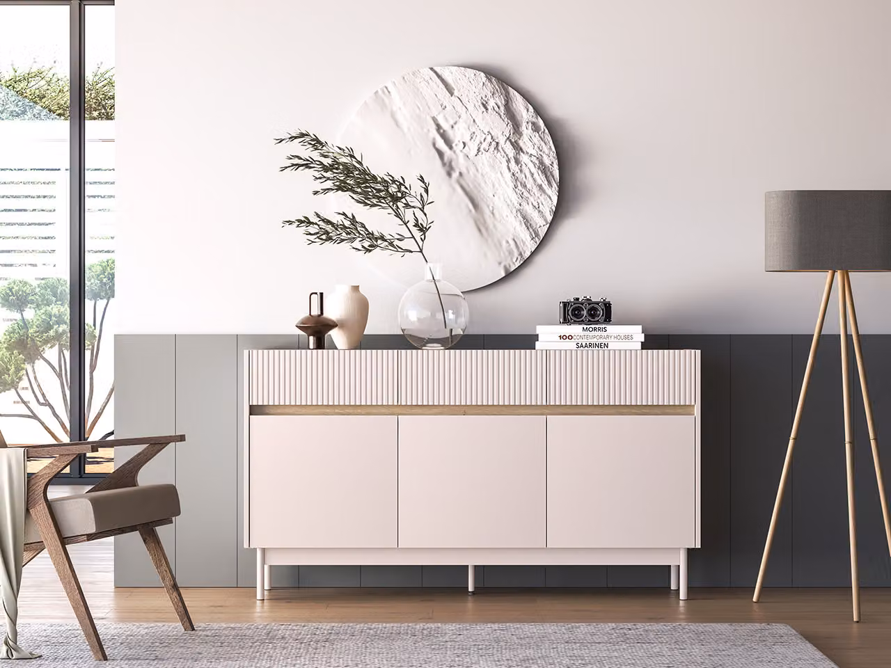 Comò combinato THEA - cashmere / rovere