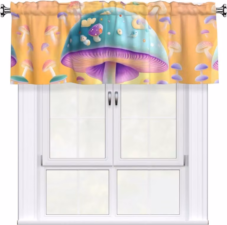 "Fantasy-Pilz-Volant", 137,2 x 45,7 cm, ideale per un'installazione semplice su finestre in cucine, camere da letto e altri ambienti