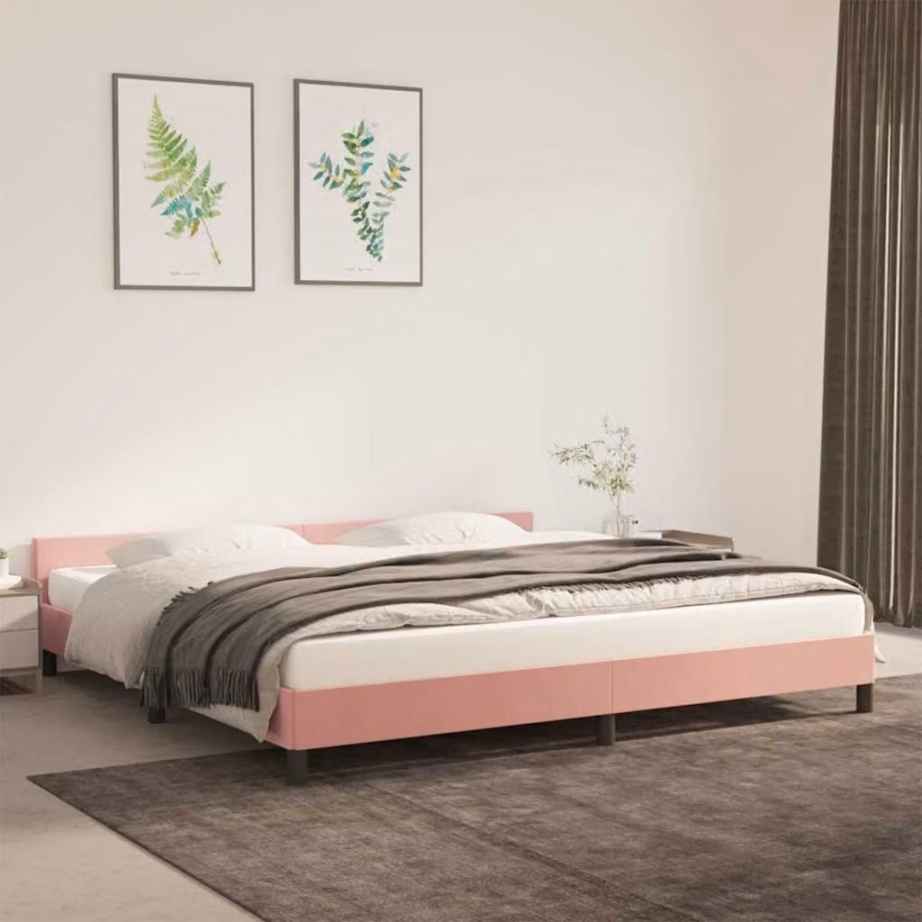 vidaXL Giroletto con Testiera in Velluto Rosa L/P: 200 x 200 cm