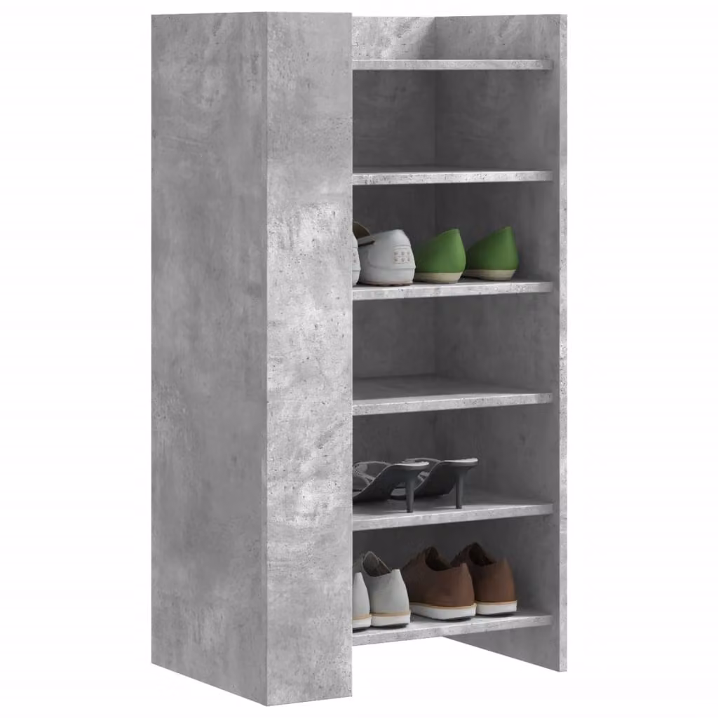 Scarpiera moderna vidaXL in legno grigio con ante a battente, L 52 cm x P 37,5 cm x H 100 cm