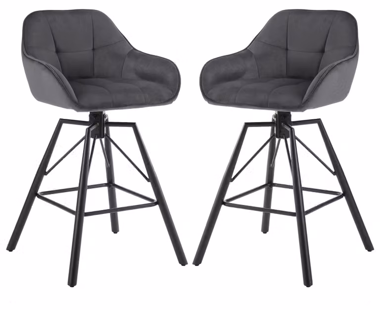Sedia da bar – Sgabello da bar – Sedia girevole – Sedia imbottita – Velluto – Girevole a 360° – Capacità massima: 150 kg