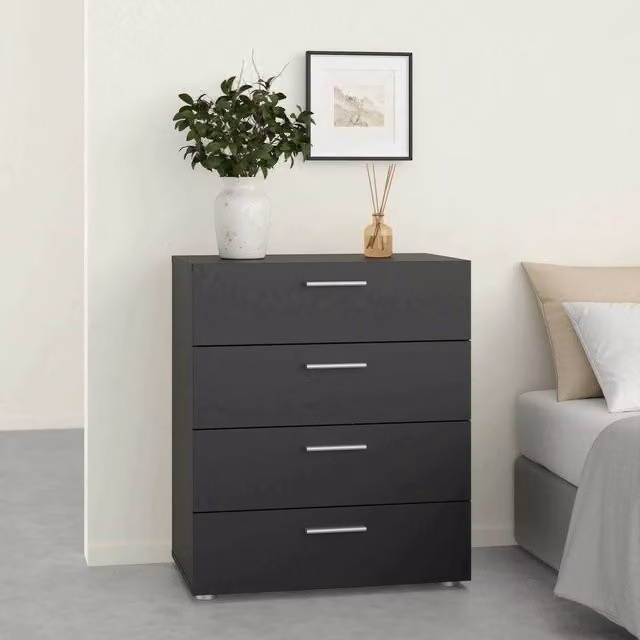 Cassettiera Asam DMORA Nero con cassetti per camera da letto o soggiorno L: 70 cm, P: 40 cm, H: 82 cm