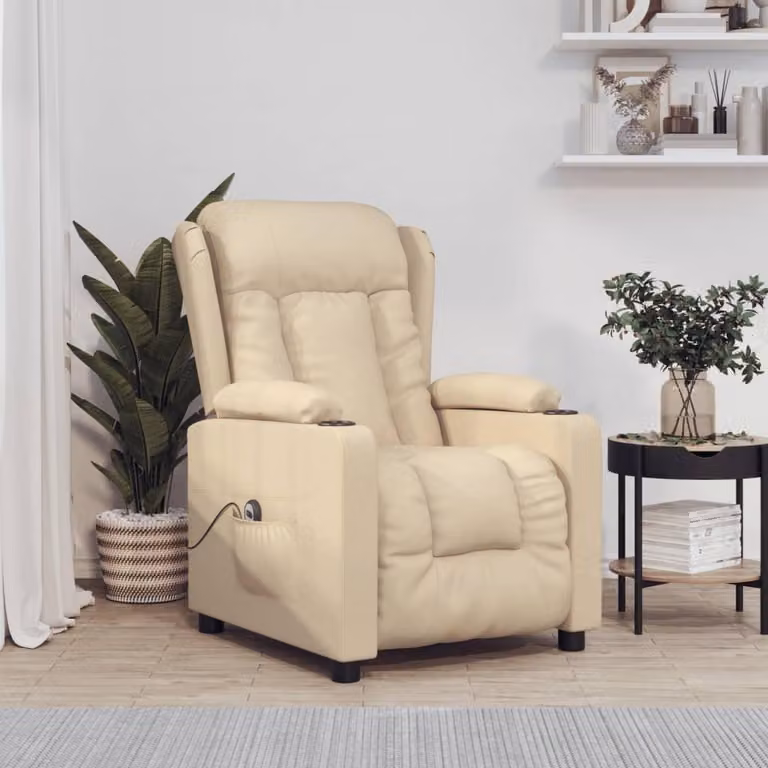 Maison Exclusive - Poltrona relax elettrica in tessuto color crema