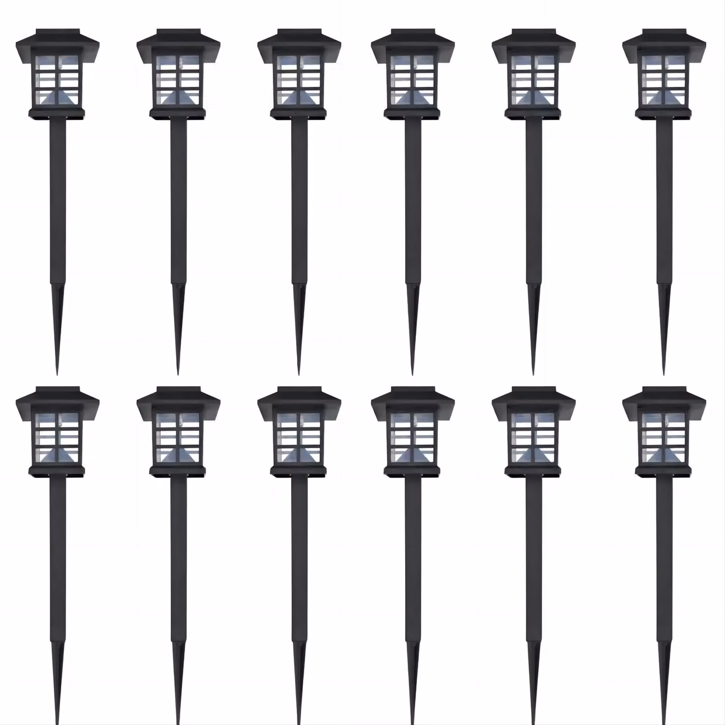 Set di 12 lampade solari da esterno a LED (con picchetti) 8,6 x 8,6 x 38 cm
