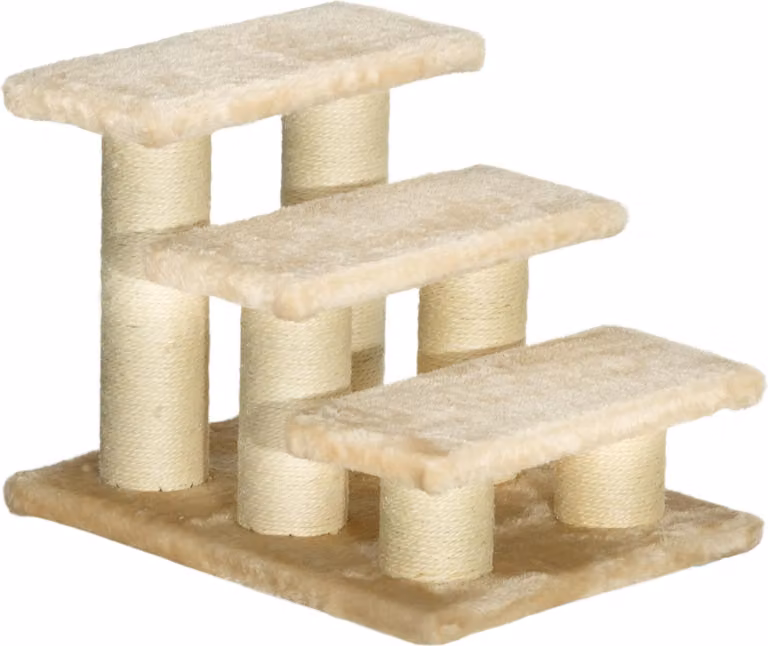 Scala per gatti anziani affetti da artrite, gradini alti 11 cm, scala per cani e gatti, rivestita in peluche, colore crema