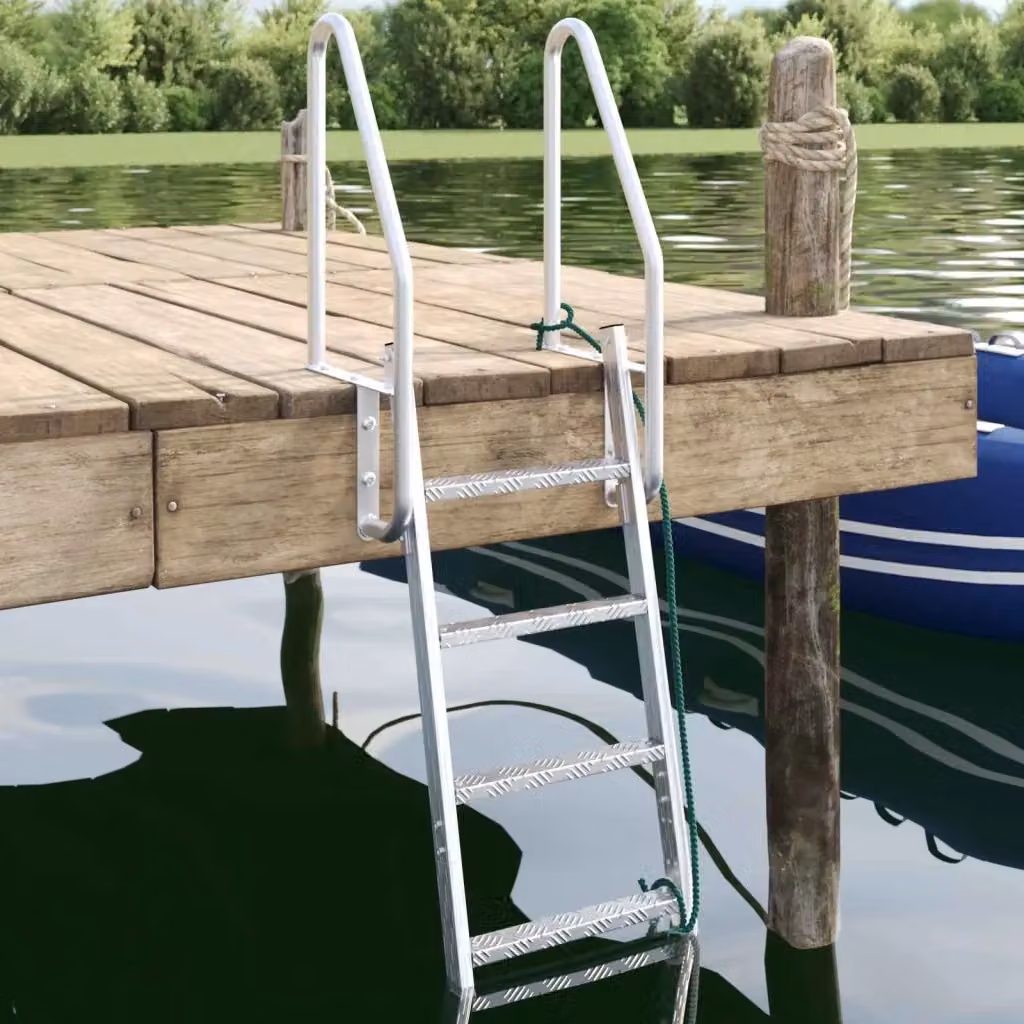 Scala da Dock a 4 Gradini in Alluminio Argento CFW3906246 L/P/H: 58 x 77 x 166 cm – 2