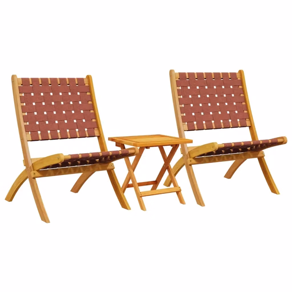 Set da giardino vidaXL composto da 2 sedie pieghevoli e un tavolino quadrato in legno di acacia rosso e marrone – 2