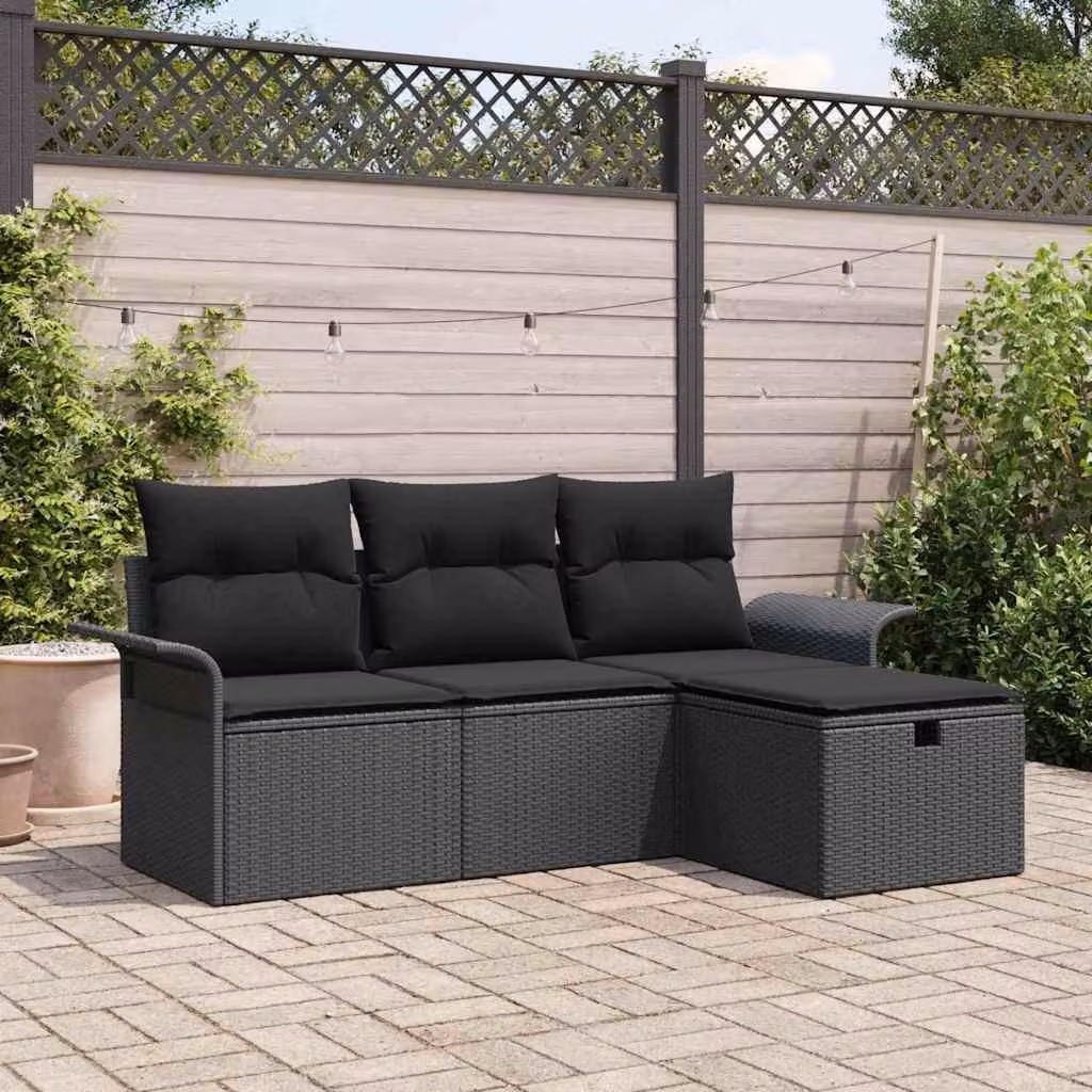 Maison Exclusive - Set da giardino composto da 4 pezzi, divano in rattan sintetico