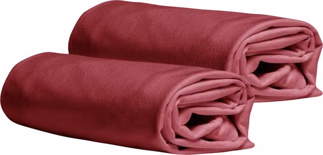 DaunenStep Set di 2 federe copricuscino in jersey Vivacolor colore rosso con chiusura a zip – 1