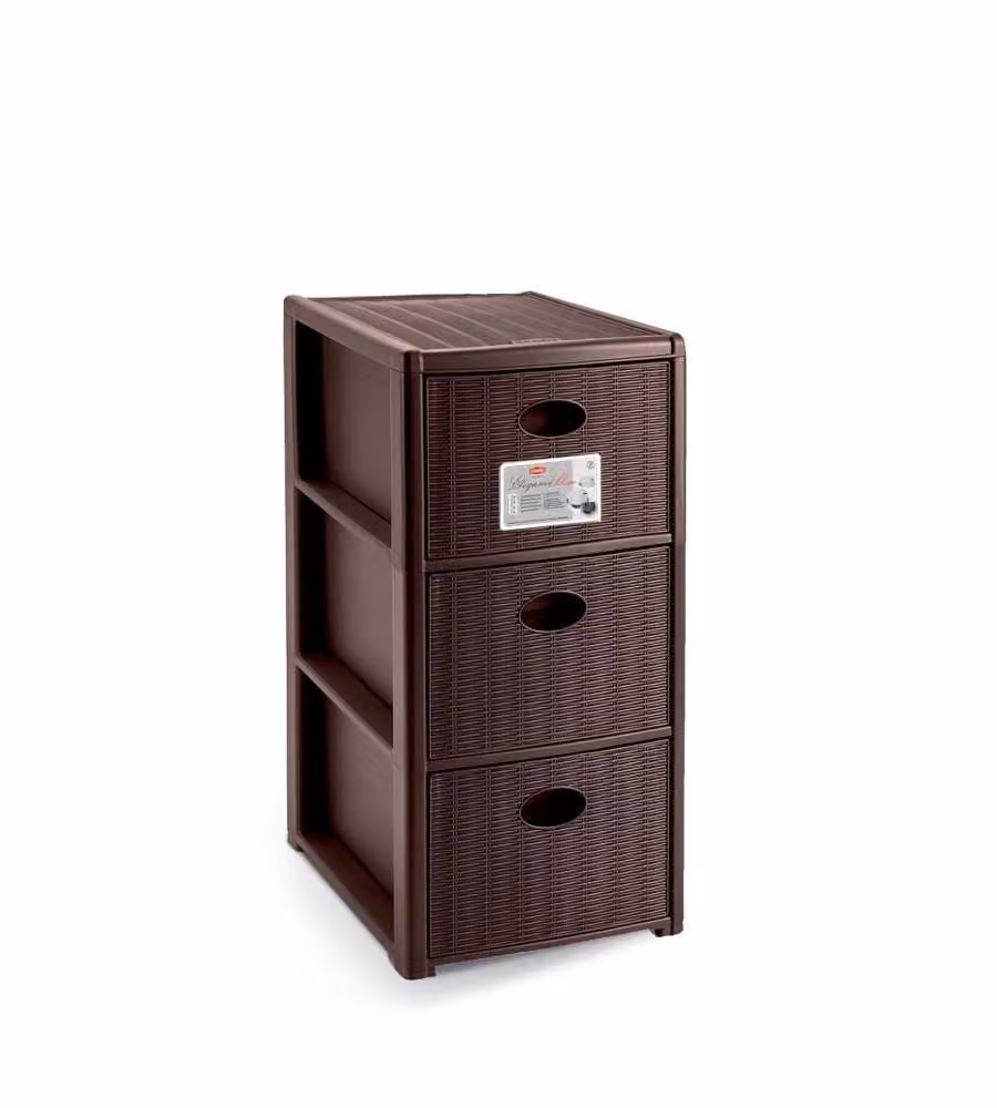 Stefanplast Cassettiera Elegance 3 Cassetti Moka Marrone con Ruote L: 40 cm, P: 30 cm, H: 60 cm