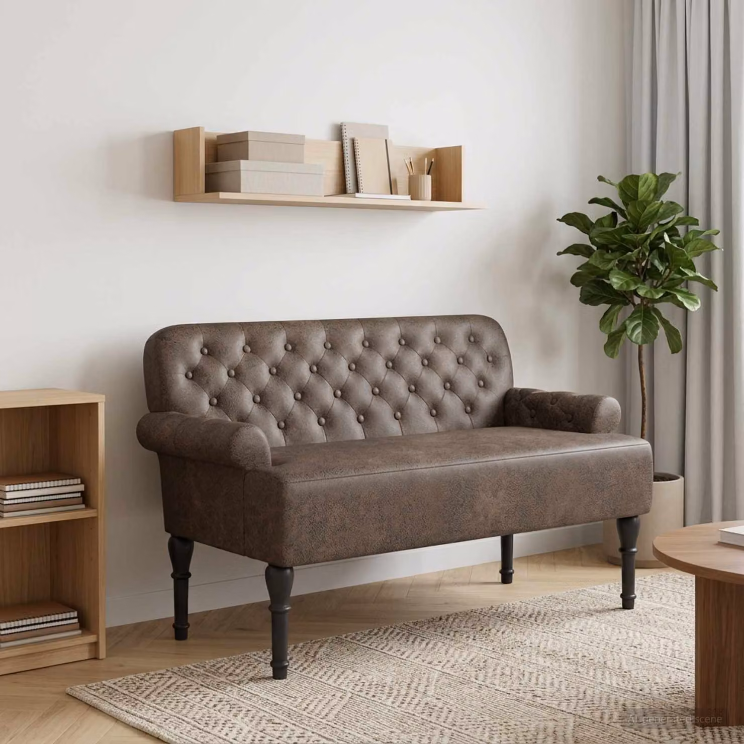Loveseat vidaXL moderno con seduta imbottita in velluto e pelle sintetica Grigio Scuro L: 120 cm, P: 65 cm, H: 78 cm