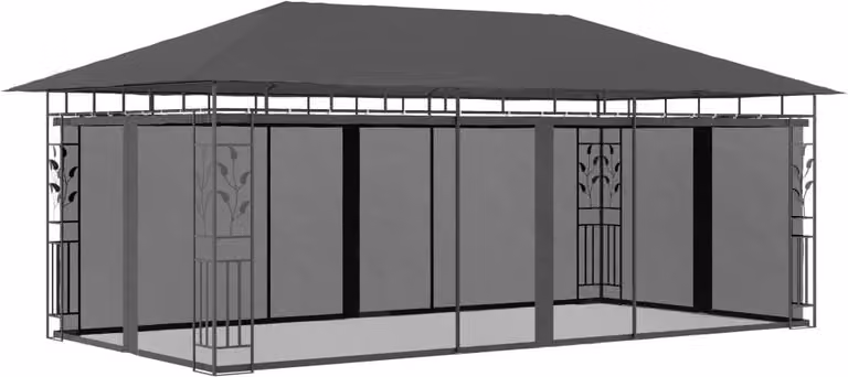 The Living Store Pavillon mit Moskitonetz 6x3x2,73 m Anthrazit