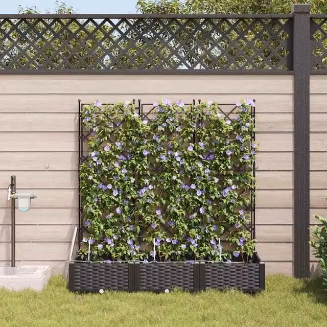 Set di 3 fioriere da esterno Design Mania in acciaio nero per il tuo giardino