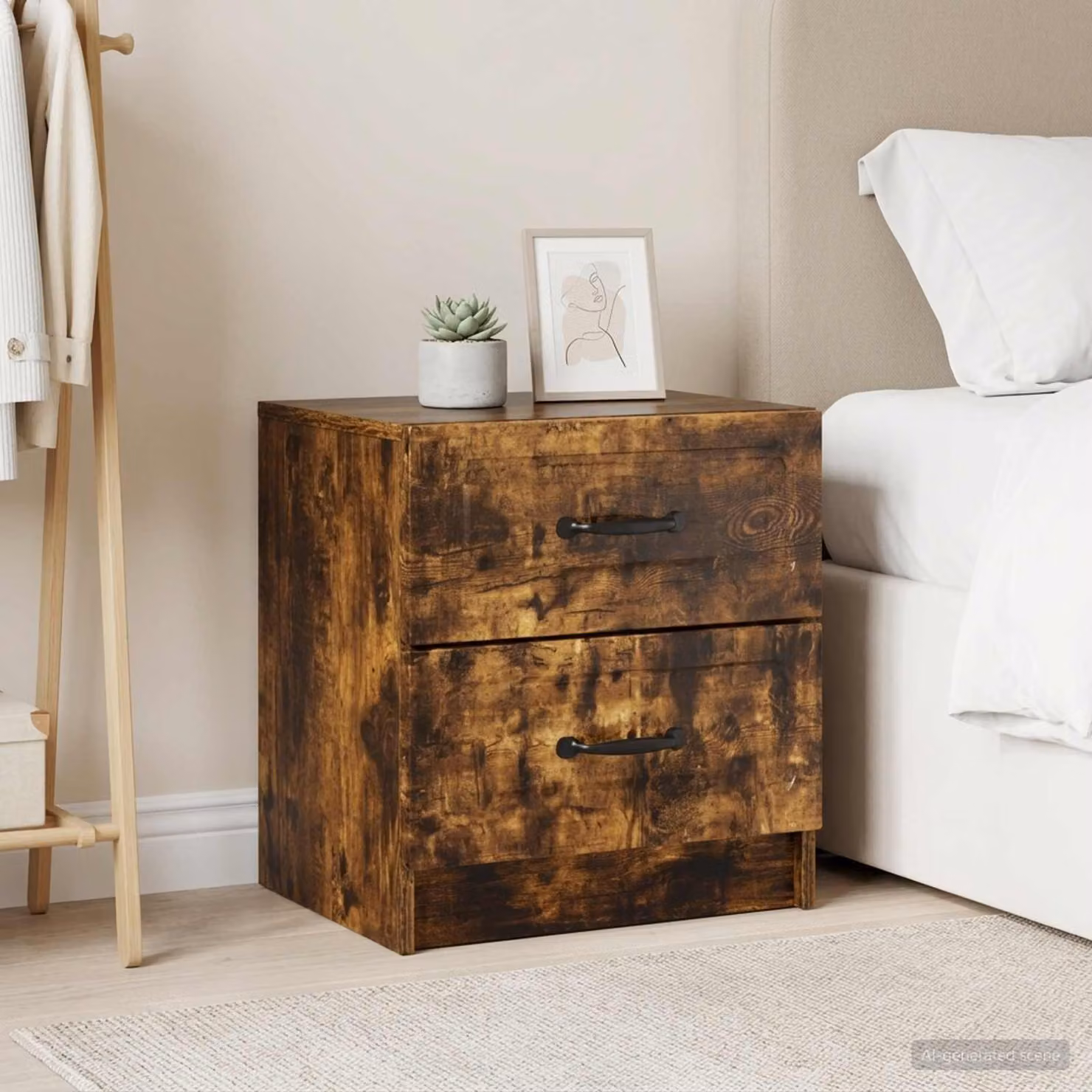Set di 2 Armadi da Notte vidaXL in Rovere Fumo, Design Moderno, L 43 cm x P 34,5 cm x H 44,5 cm