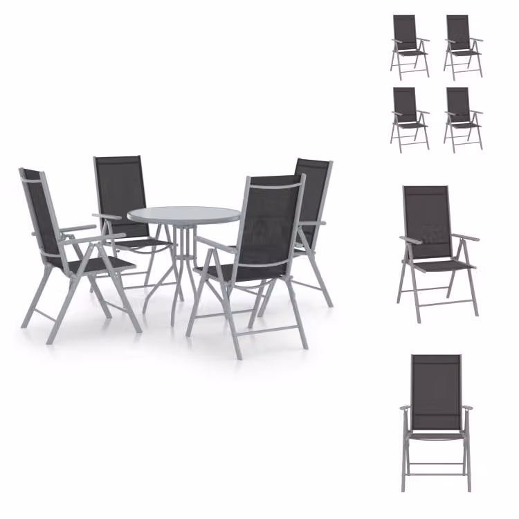 vidaXL Set da pranzo da giardino 5 pezzi in alluminio e textilene argento - Set di mobili da giardino