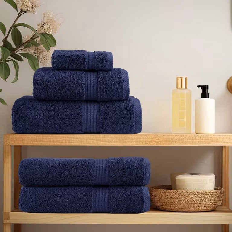 vidaXL Asciugamani da bagno Premium SOLUND 4 pz Blu navy 100x150 cm 600 g/m²