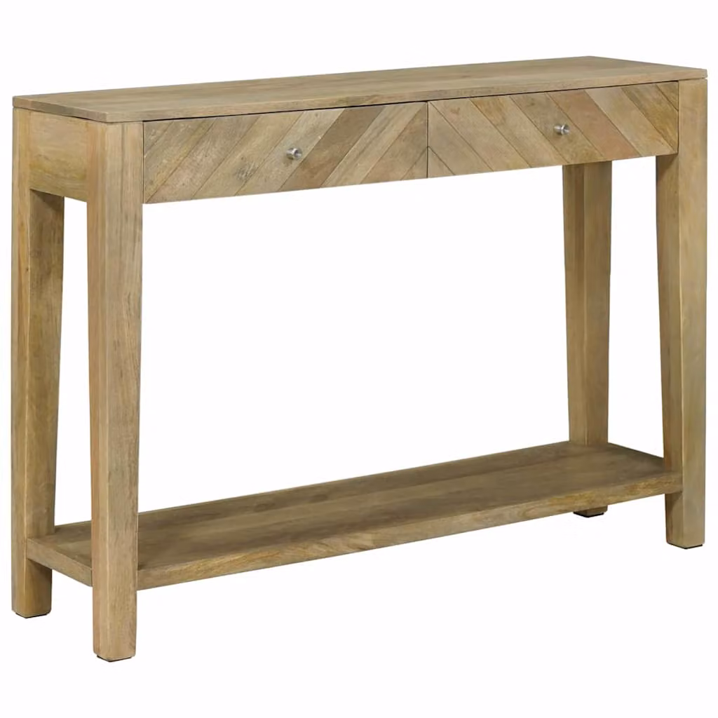 vidaXL Tavolo consolle moderno in legno di mango con cassetto, Grigio e Beige, L: 110 cm, P: 30 cm, H: 80 cm
