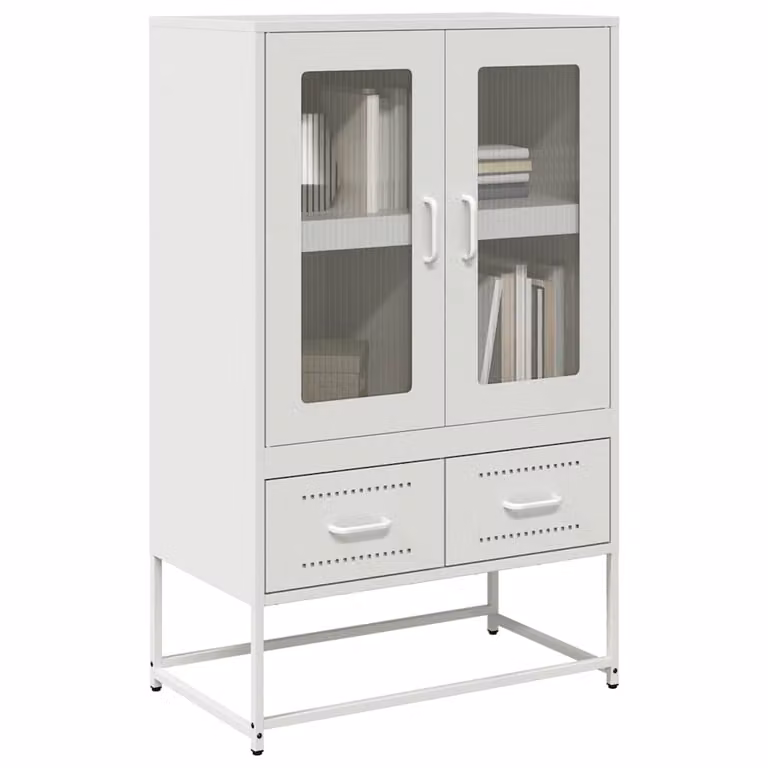 Credenza moderna vidaXL bianca con ante a battente e ripiani interni in metallo L 68 cm, P 39 cm, H 111,5 cm