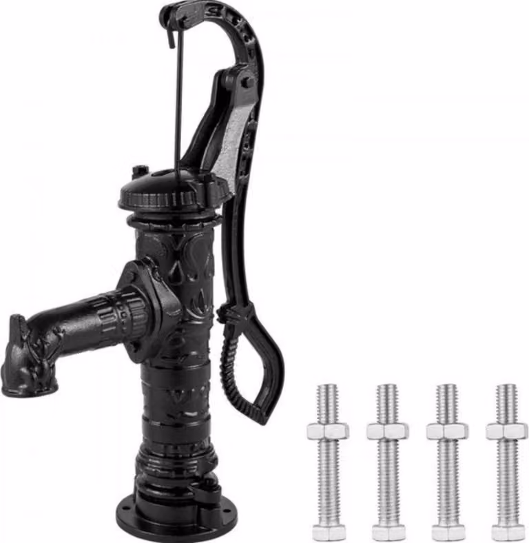 Pompa per acqua azionata a mano - Ghisa - Design antico - Uscita acqua 22 cm - Giardino e fontane