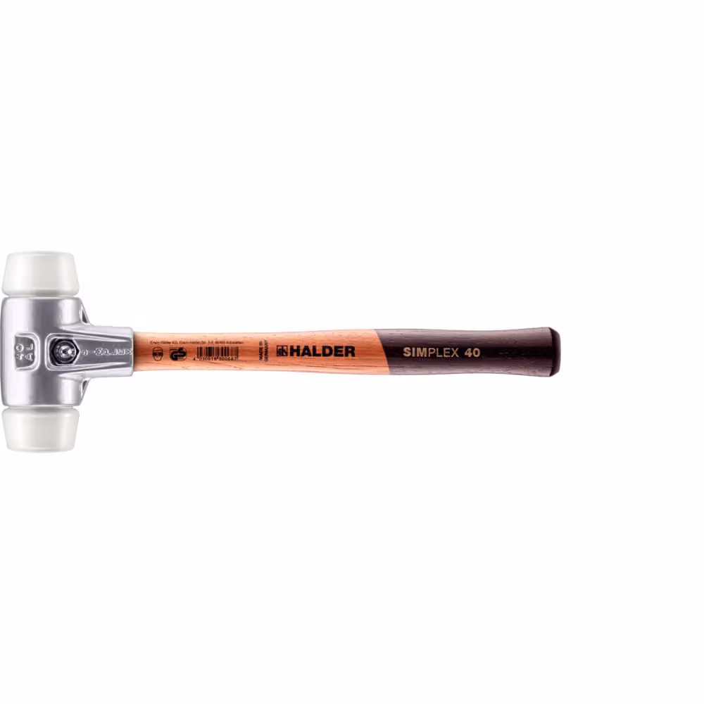 Mazza SIMPLEX soft-face con alloggiamento in alluminio e manico in legno, Ø 40, Superplastic