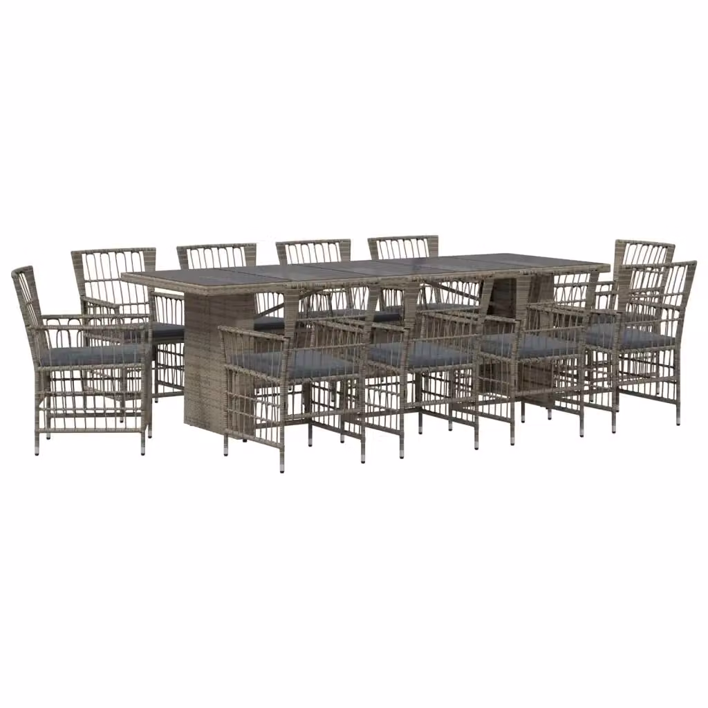 Set da pranzo per esterni vidaXL in polyrattan e vetro grigio, 11 pezzi – 2