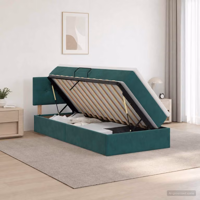 Letto con contenitore vidaXL in velluto verde scuro L/P/H: 204 x 100 x 88 cm