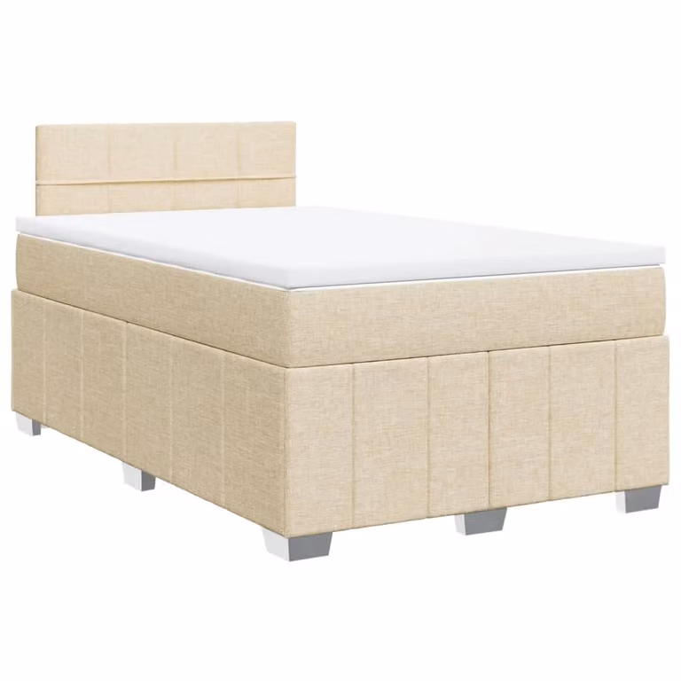 Letto a molle con materasso crema 120x190 cm in tessuto
