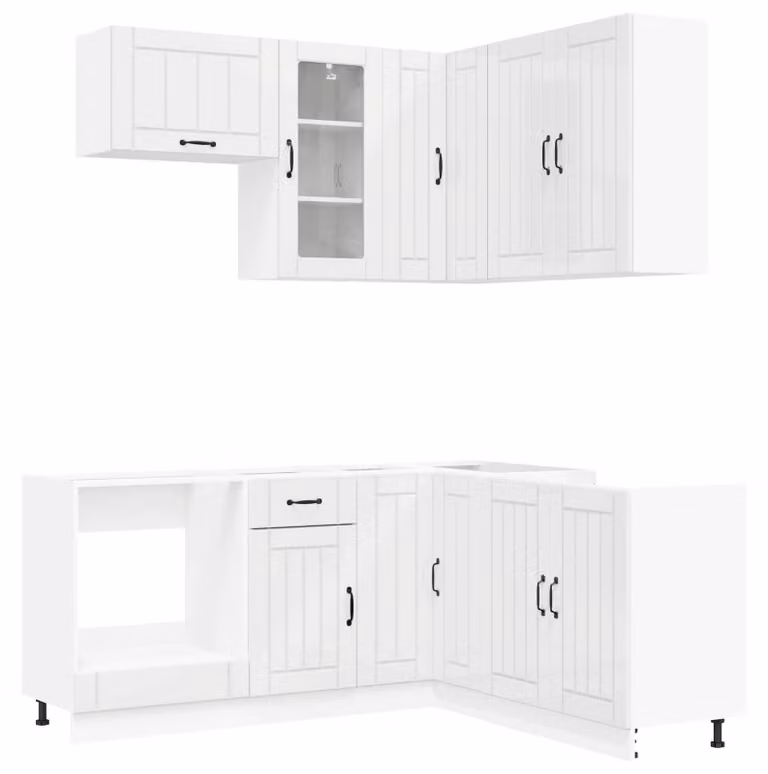 Set di accessori per cucina LUCCA, 8 pezzi, bianco lucido