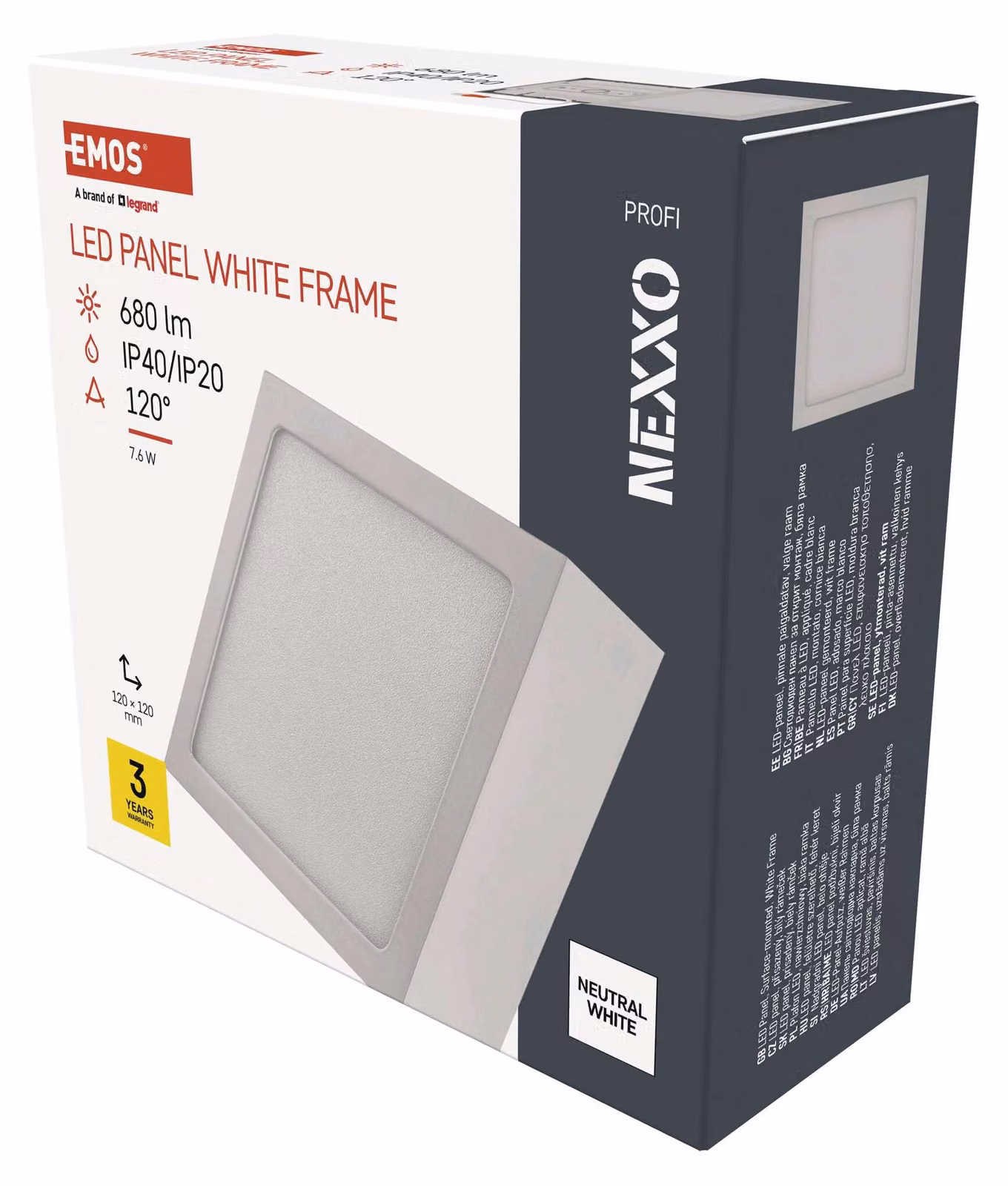 EMOS Apparecchio LED NEXXO, quadrato, bianco, 7,6W, bianco neutro, ZM6125