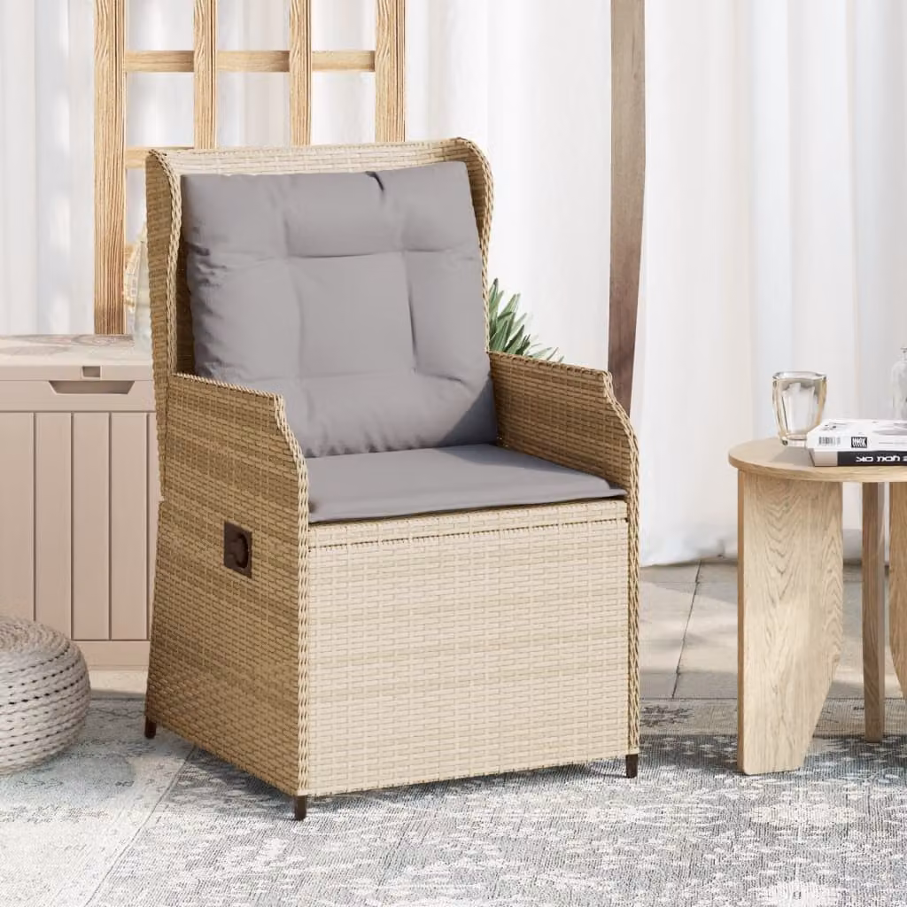 Set di 2 sedie reclinabili da giardino vidaXL in polyrattan con cuscini beige