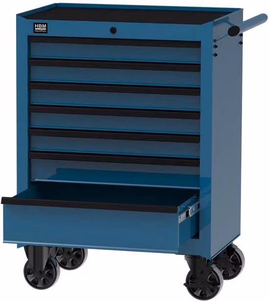 Carrello portautensili HBM con 7 cassetti, blu