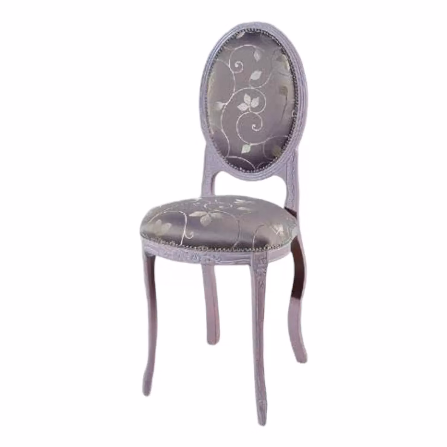 Sedia imbottita lilla in legno di faggio intagliato con decori floreali - Mobili 2G – 1