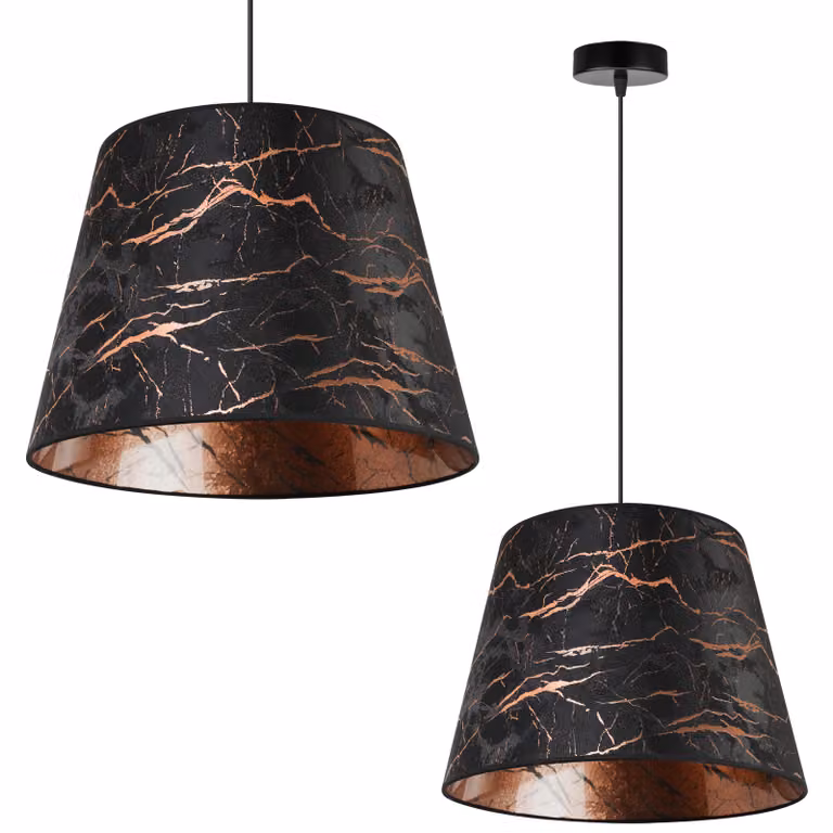 Werona Lampada a sospensione industriale per soggiorno, camera da letto e sala da pranzo - lampada a sospensione in metallo con paralume in marmo - 26x35 cm