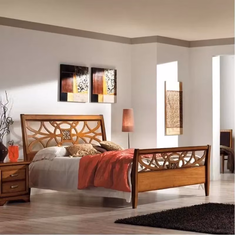 Letto arte povera traforato in legno color noce Mobili 2G L: 170 cm, P: 226 cm, H: 126 cm – 2