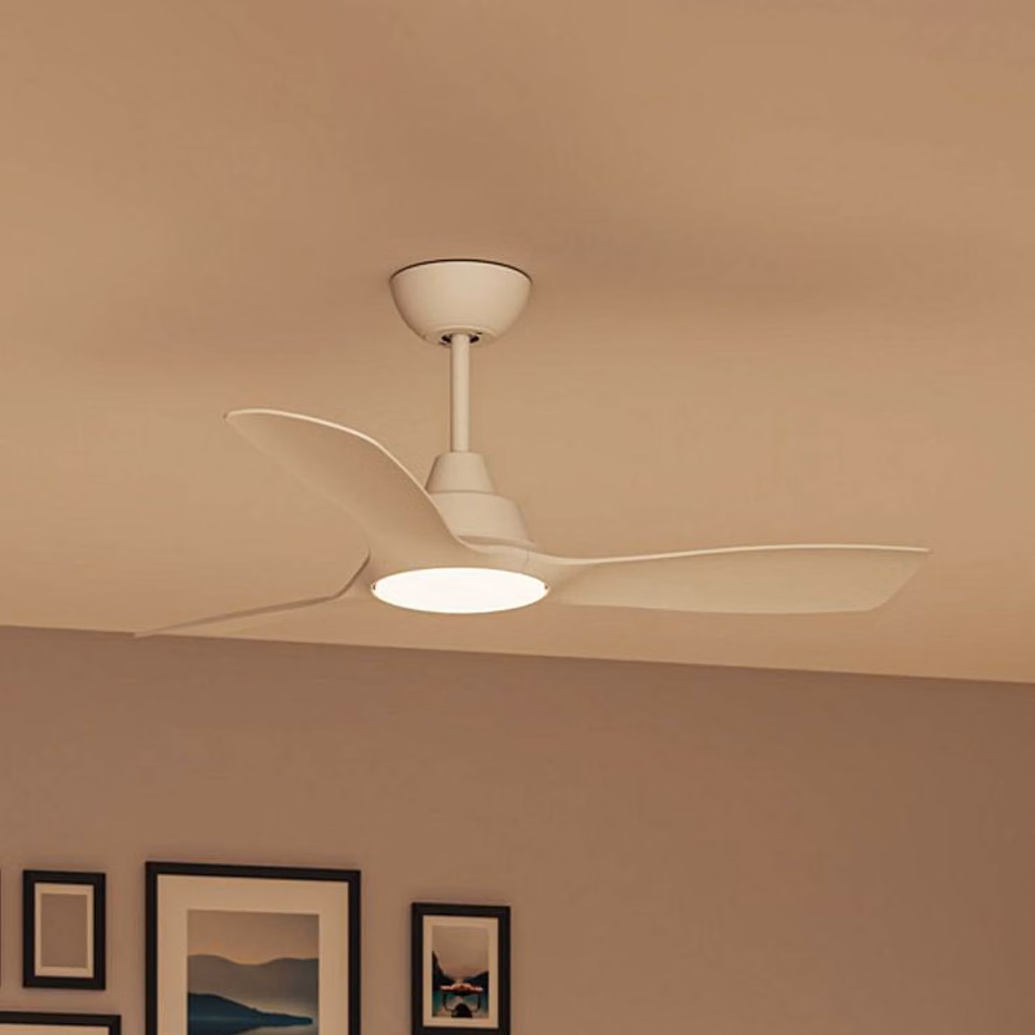 Philips Ventilatore da soffitto LED Philips, modello Fixed, Ø 132 cm, bianco, CCT, DC dimmerabile, Bianco / Opale, Soggiorno / Sala da pranzo, Plastica, Moderno