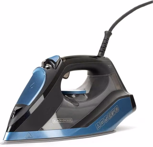 Ferro da stiro a vapore Black & Decker con piastra in ceramica, 2800W, blu