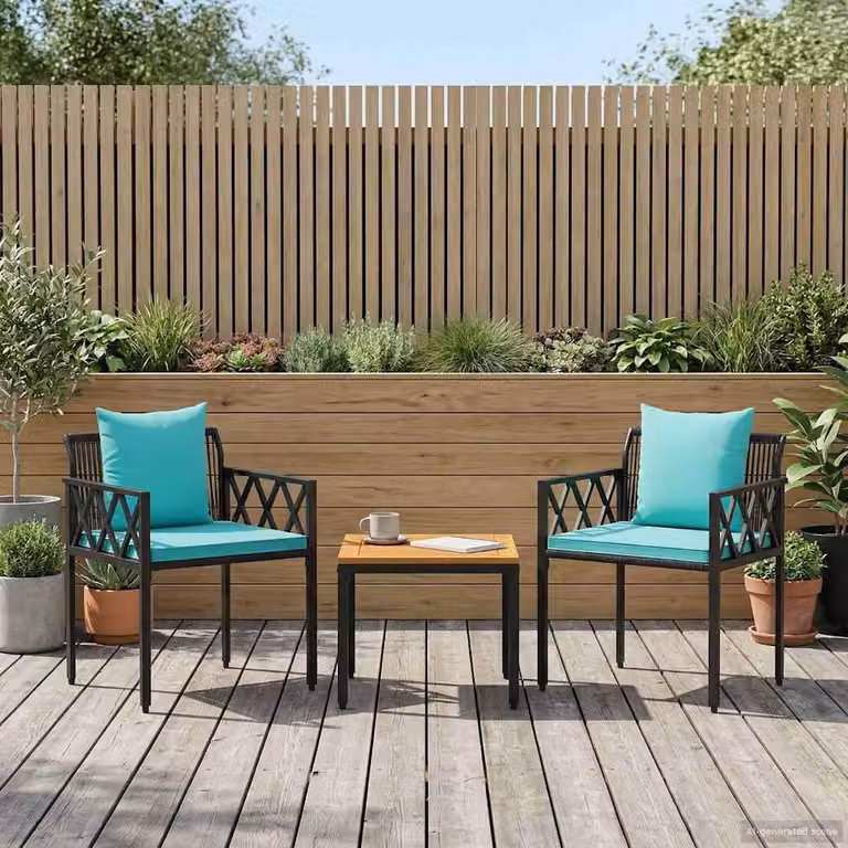 Maison Exclusive - Set di mobili da giardino, 3 pezzi, in rattan sintetico nero e turchese