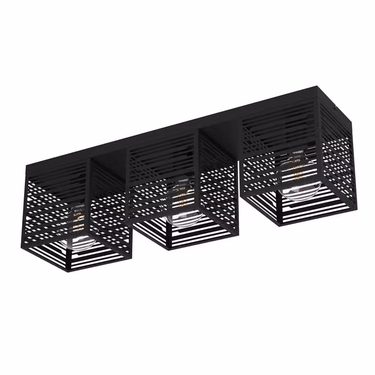 Eglo 900357 PIEDRITAS E27 tripla plafoniera 730x180mm nero