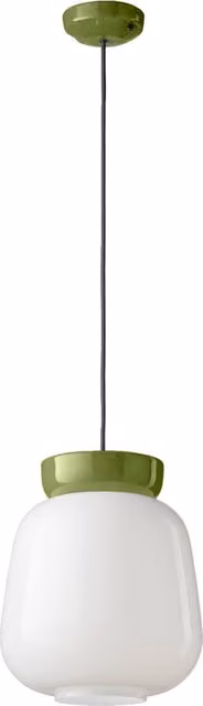 Lampada a sospensione Ferroluce Corcovado in ceramica e vetro bianco e verde stile Art Déco con attacco E27