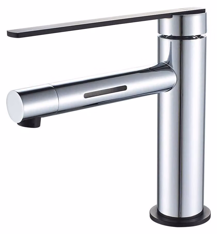 Miscelatore per lavabo a LED, cromo/nero, attacco 3/8 di pollice, confezione singola
