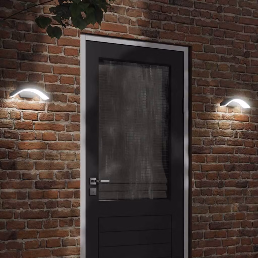 Set di 2 applique da esterno vidaXL in alluminio nero con luce LED bianco caldo e orientamento up/down per giardino