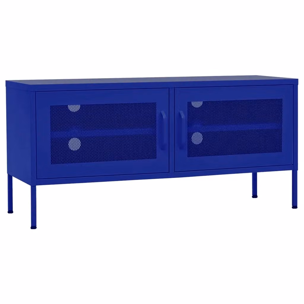 Mobile TV-Credenza Blu con Acciaio L: 105 cm, P: 35 cm, H: 50 cm – 2