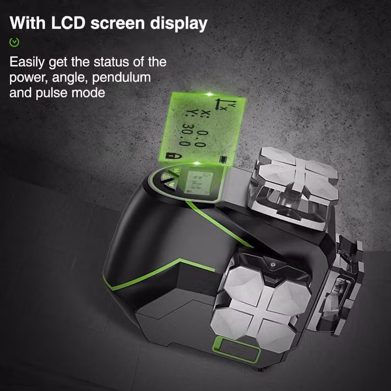 Livella laser 3D - Laser a croce - Laser per l'edilizia - Laser a linea verde - Bluetooth - Con ricevitore