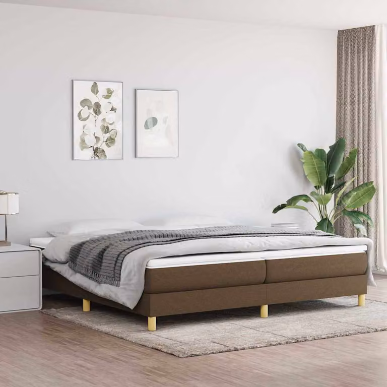 Struttura Letto a Rete a Molle vidaXL in Tessuto Marrone Scuro L/P/H: 200 x 200 x 25 cm