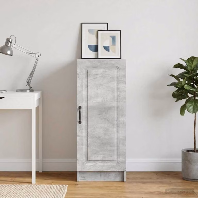 Credenza moderna vidaXL in legno ingegnerizzato MDF, colore grigio cemento, L: 33 cm, P: 34,5 cm, H: 87 cm
