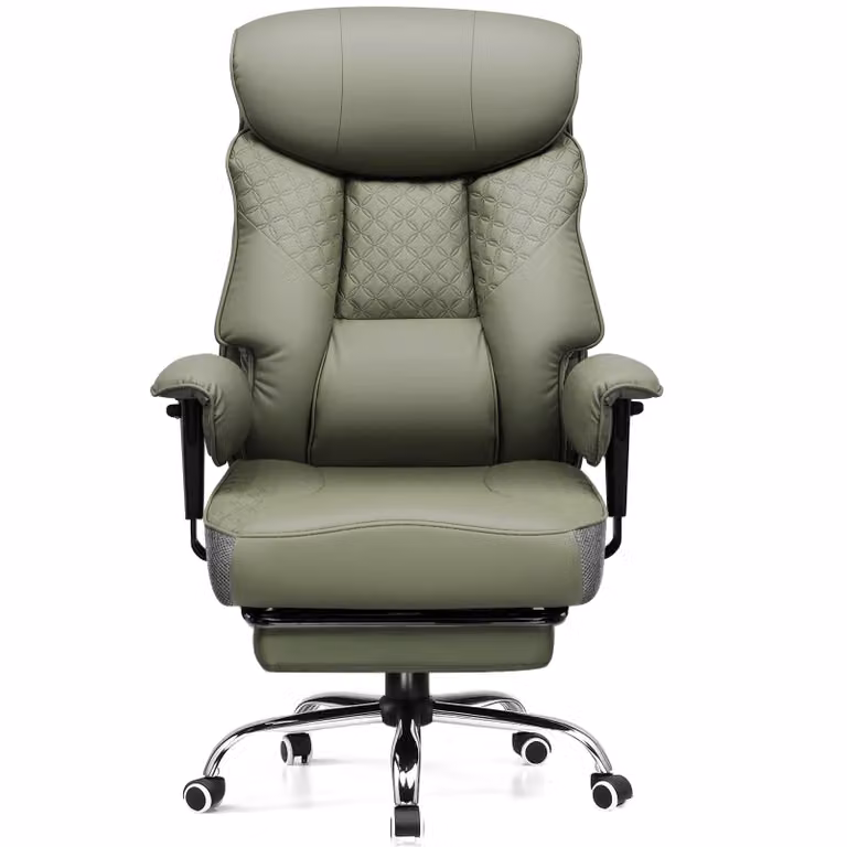 COMHOMA sedia da gioco per persone alte e pesanti, sedia da ufficio ergonomica fino a 180 kg, cuscino di seduta 3D, regolabile con poggiapiedi, Finto cuoio, verde