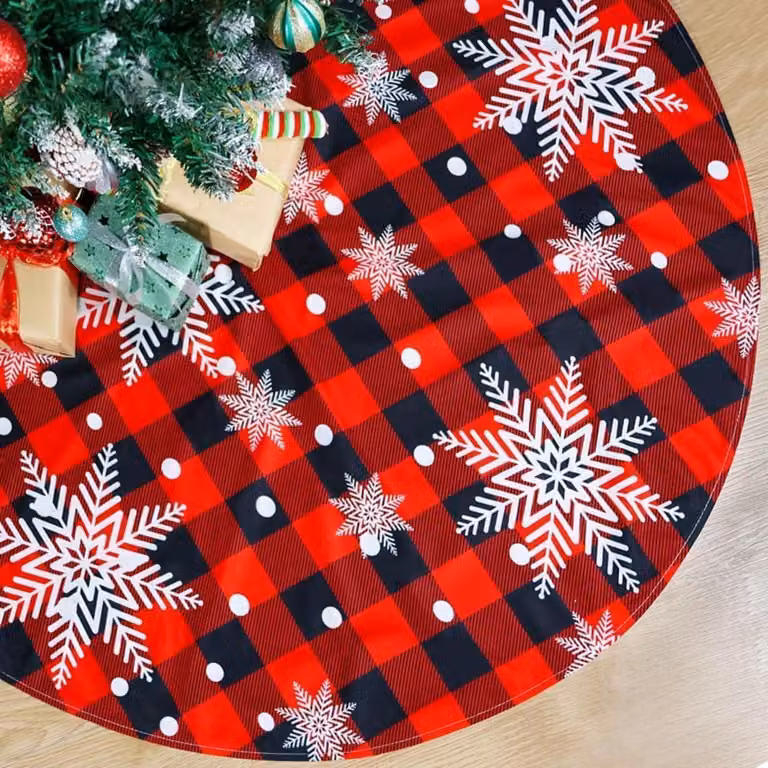 Decorazione natalizia a forma di fiocco di neve, 120 cm, colore rosso, in peluche, forma rotonda