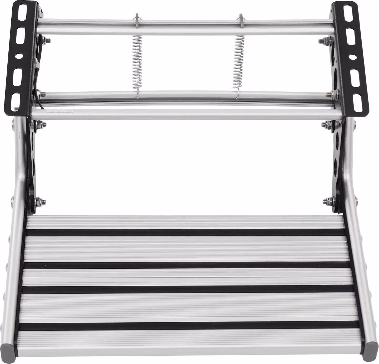 Gradino per camper/roulotte - Gradino singolo ribaltabile - Lega di alluminio - Barra luminosa a LED - Portata 150 kg - Argento