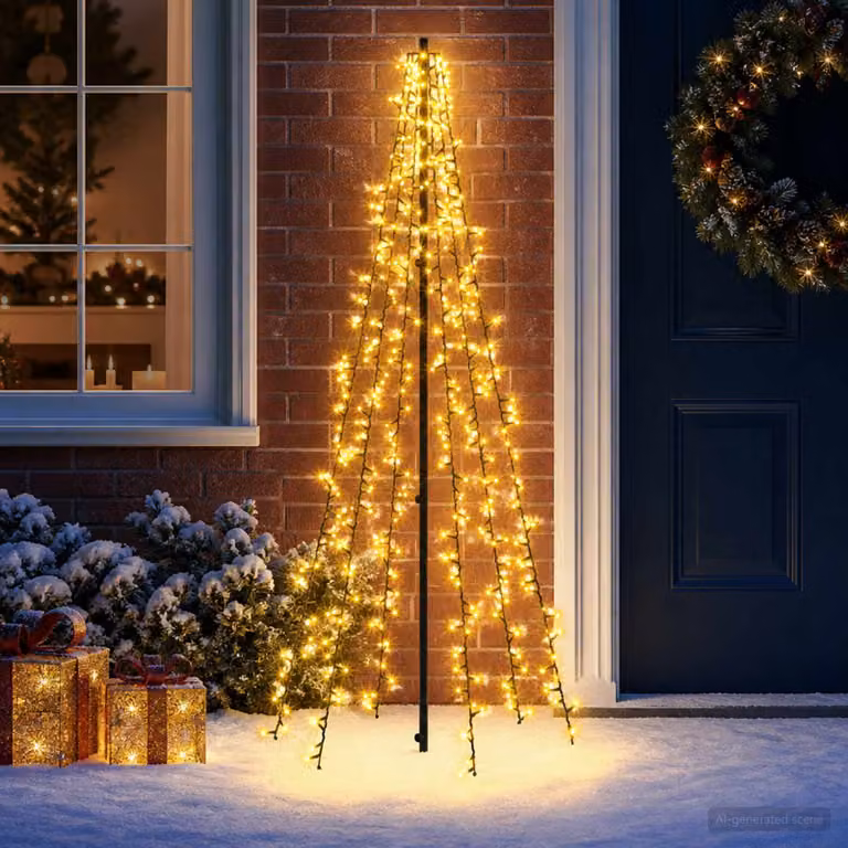 vidaXL Albero di Natale LED 165 cm 540 LED Bianco caldo Acciaio Nero